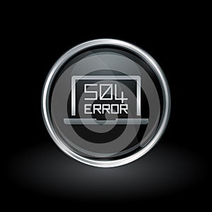 504 gateway timeout icon inside round silver and black emblem photo